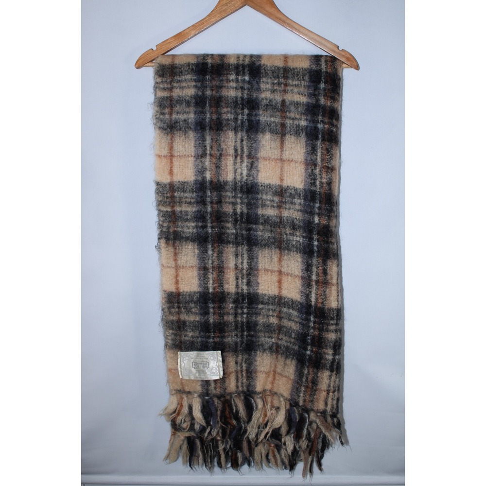 Donegal Design Multicolor Brown Plaid Mohair Wool Blend Blanket